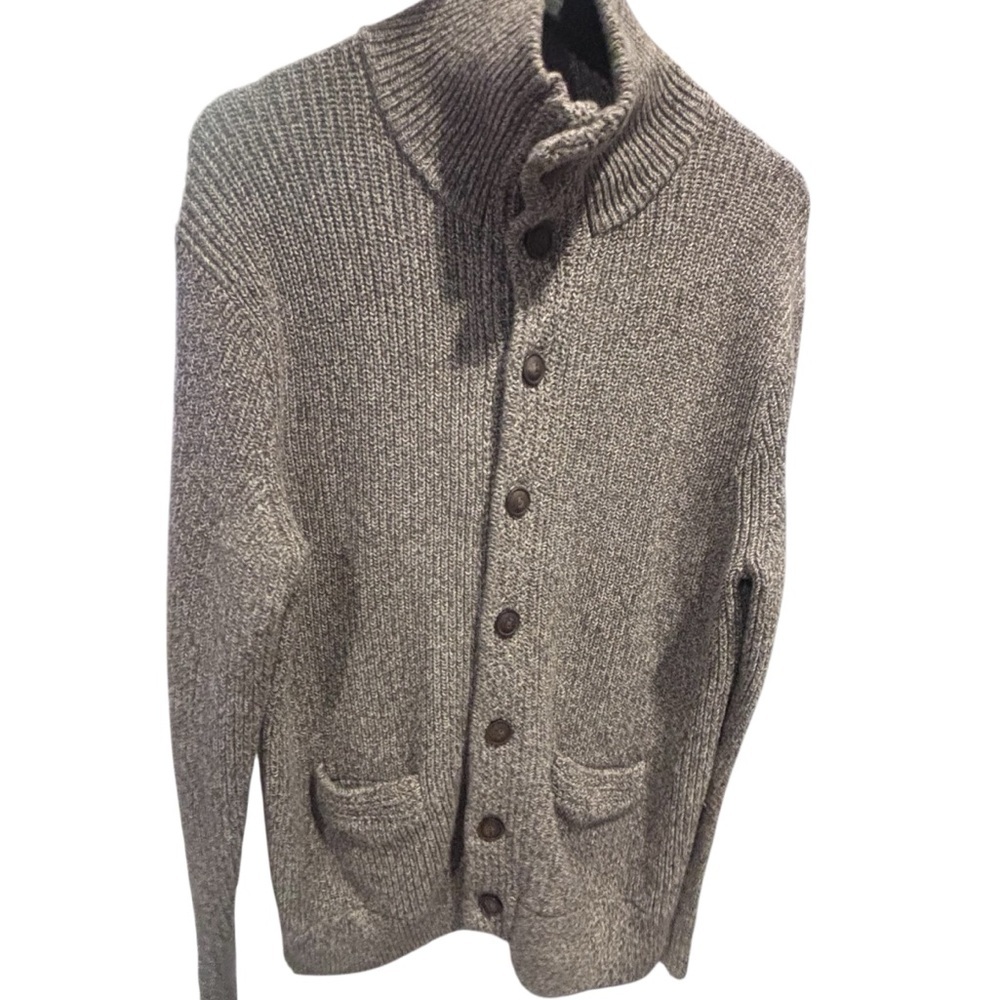 J.Crew Rugged Cardigan Cotton Marled Hazelnut Sweater Button Front Size Large